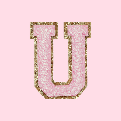 MINI CHENILLE VARSITY LETTER PATCH - PINK