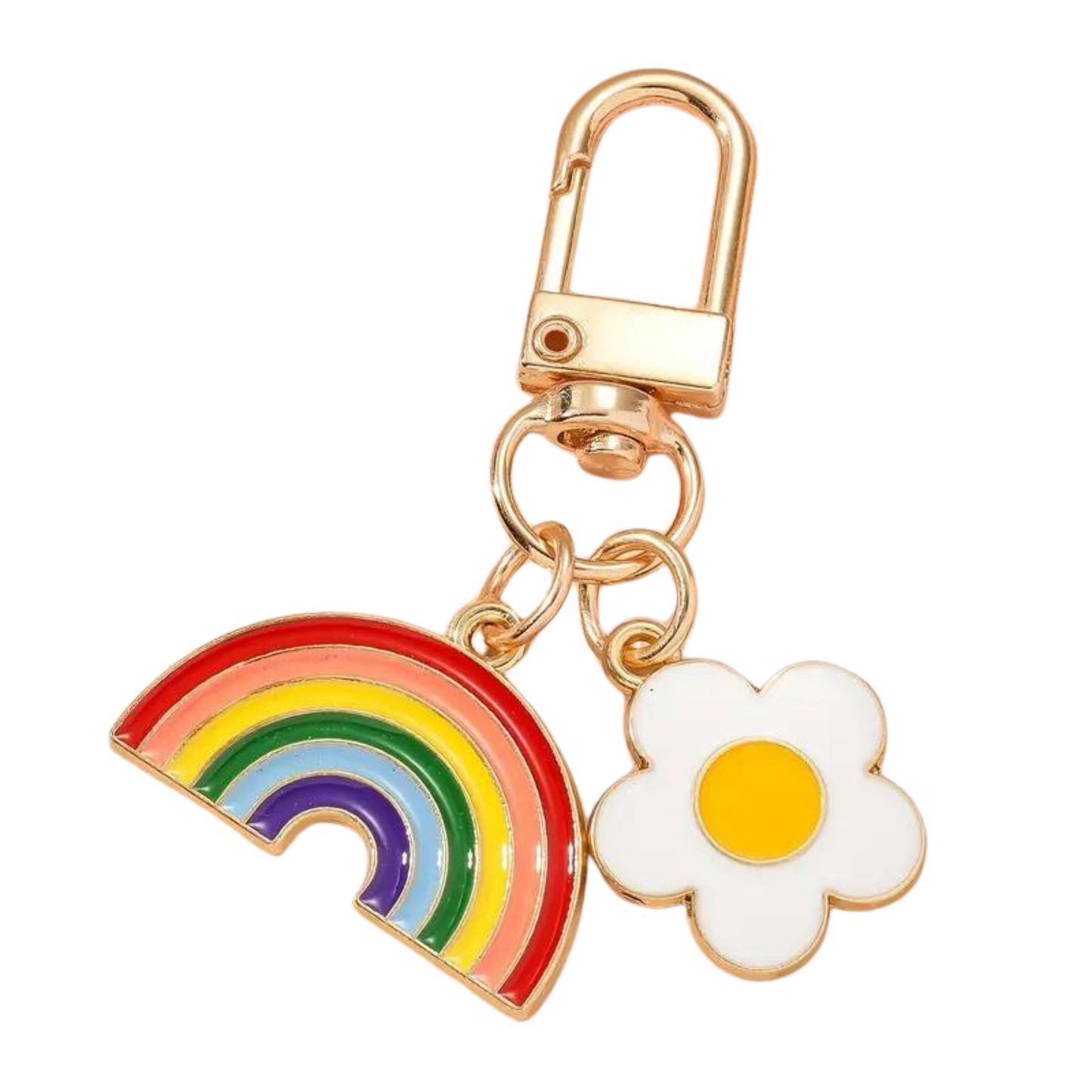 chic rainbow daisy keychain 