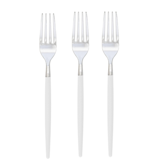 CHIC ROUND CLEAR & SILVER FORKS