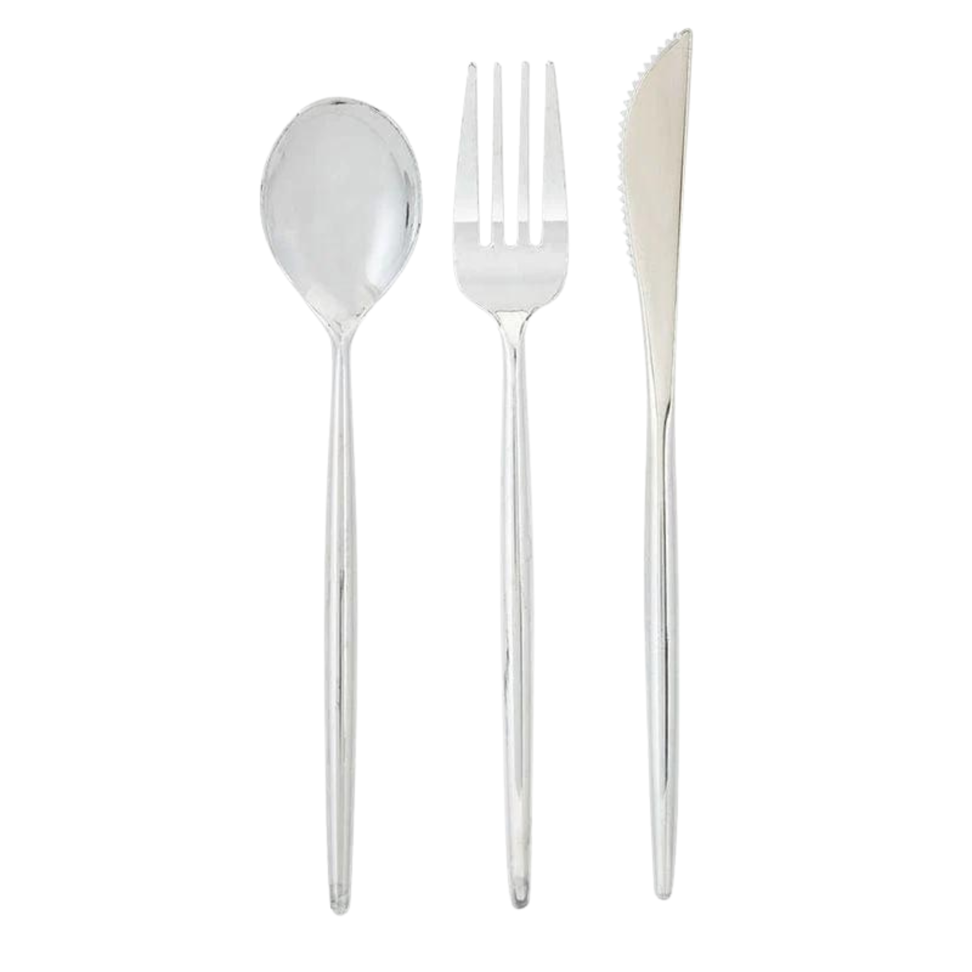 CHIC SILVER PLASTIC FLATWARE SET – CONFETTIMYPARTY