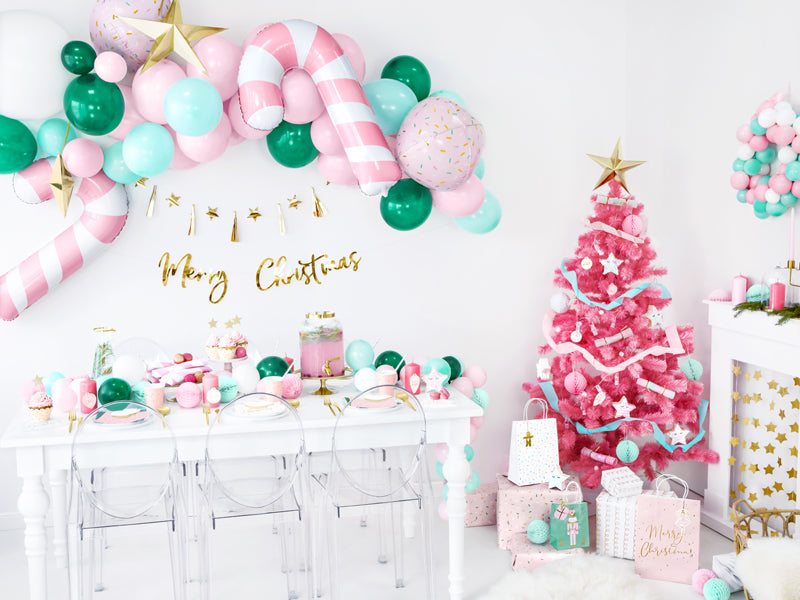 pink christmas set up