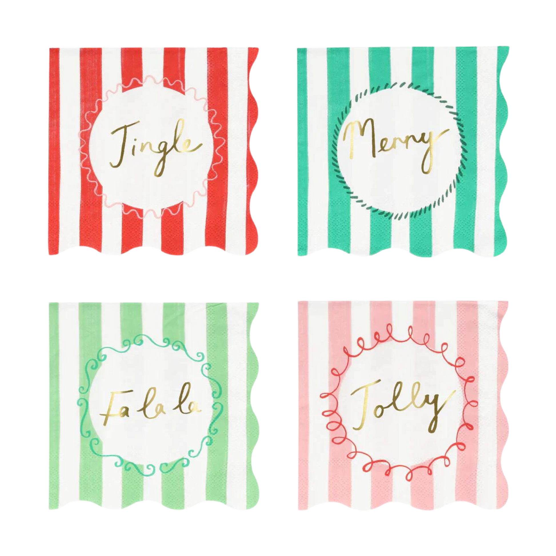 christmas striped small napkins by meri meri