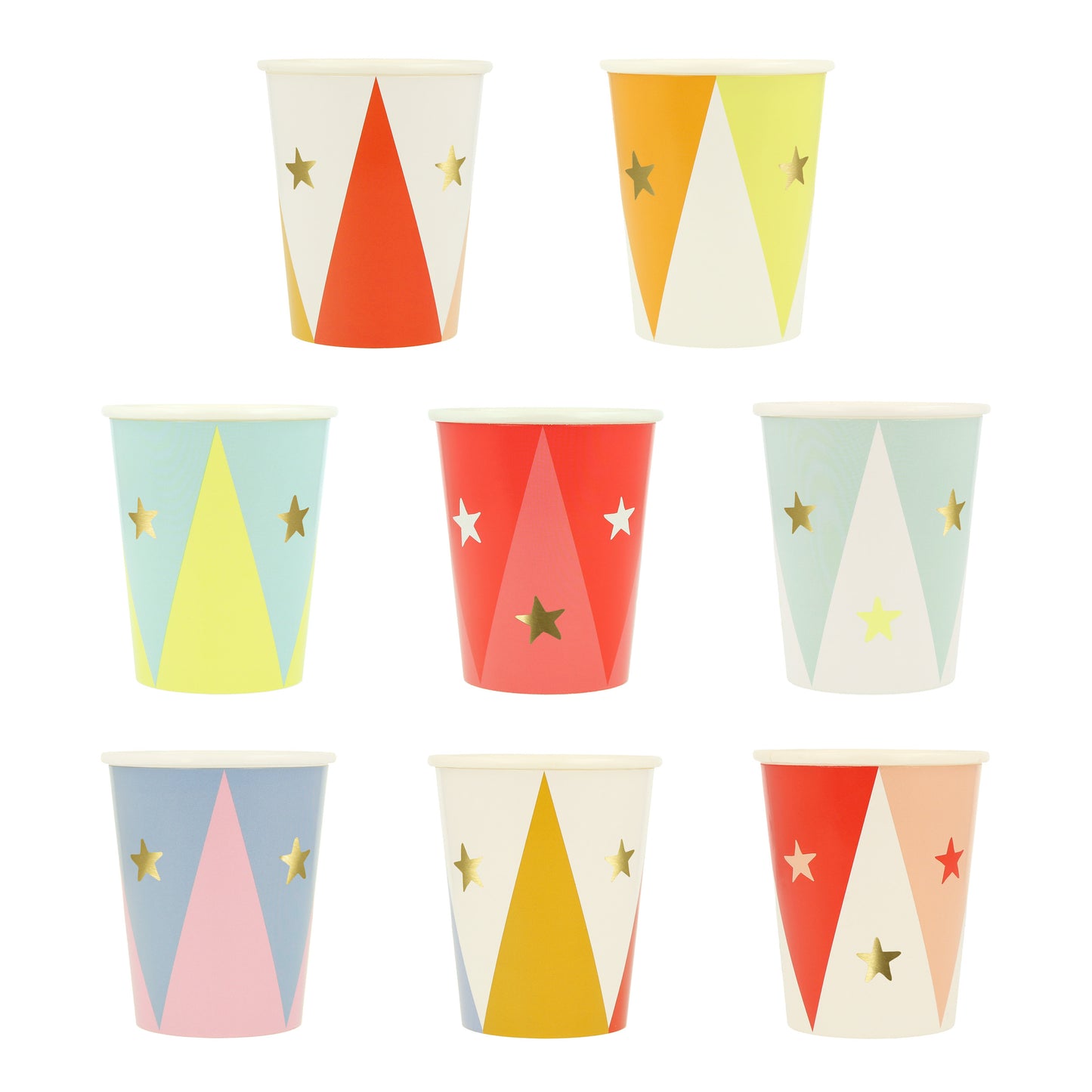 circus cups by meri meri - pack of 8 in 8 designs 