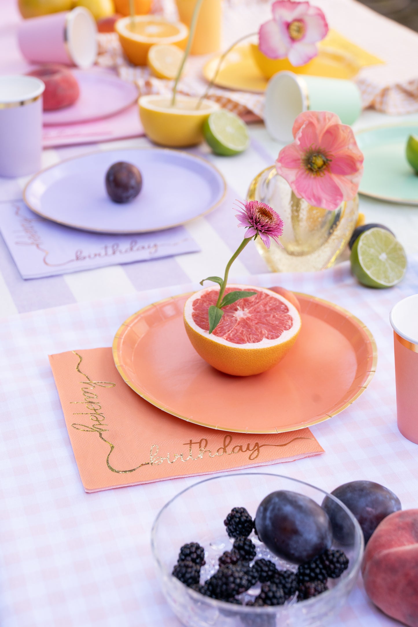 colourful party supplies tablescape ideas