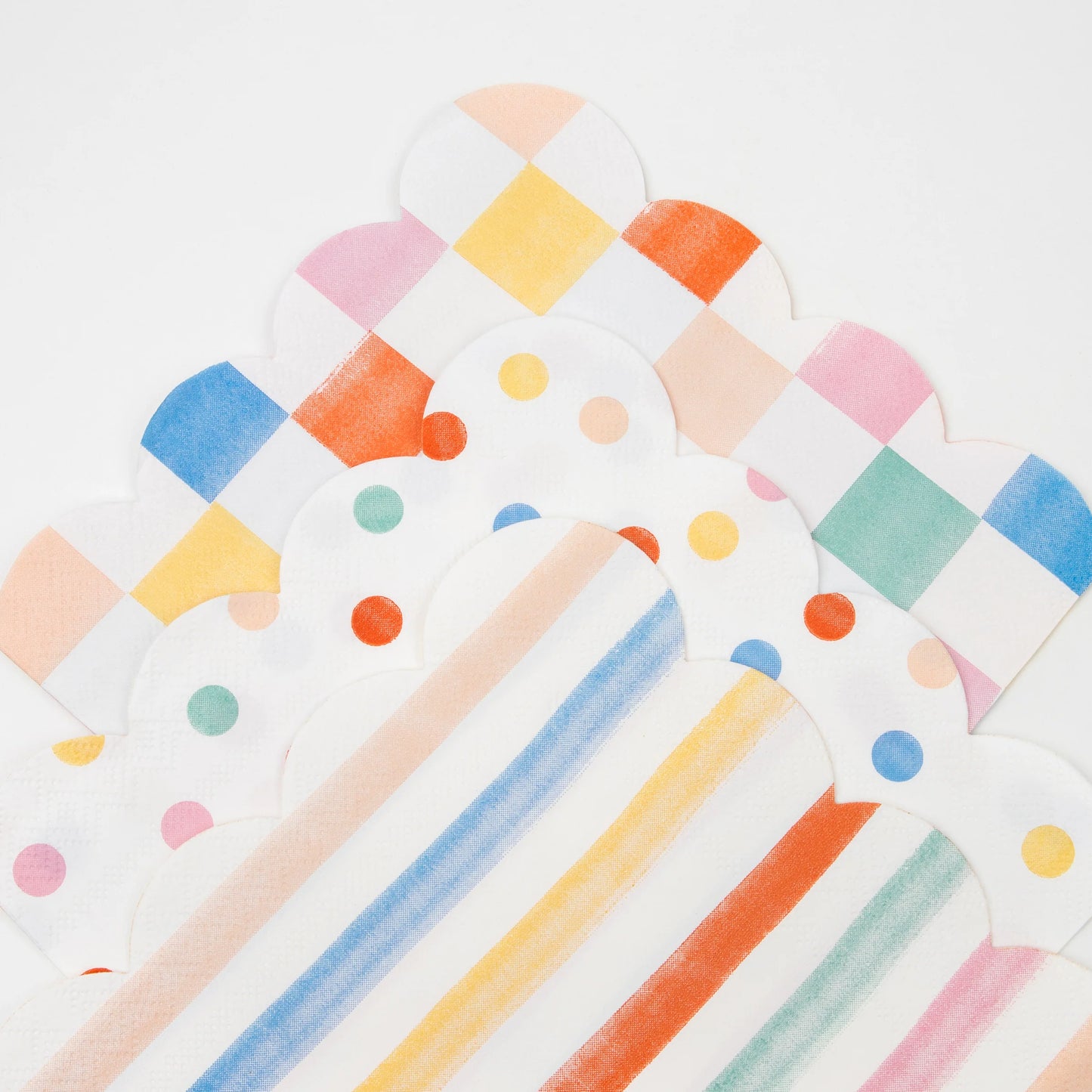 colourful pattern large napkins - including polkadots, stripes and checkered 