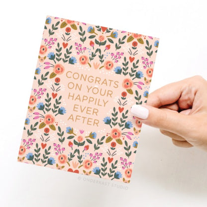 congrats on your happily ever after floral greeting card