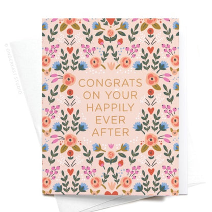 congrats on your happily ever after floral greeting card