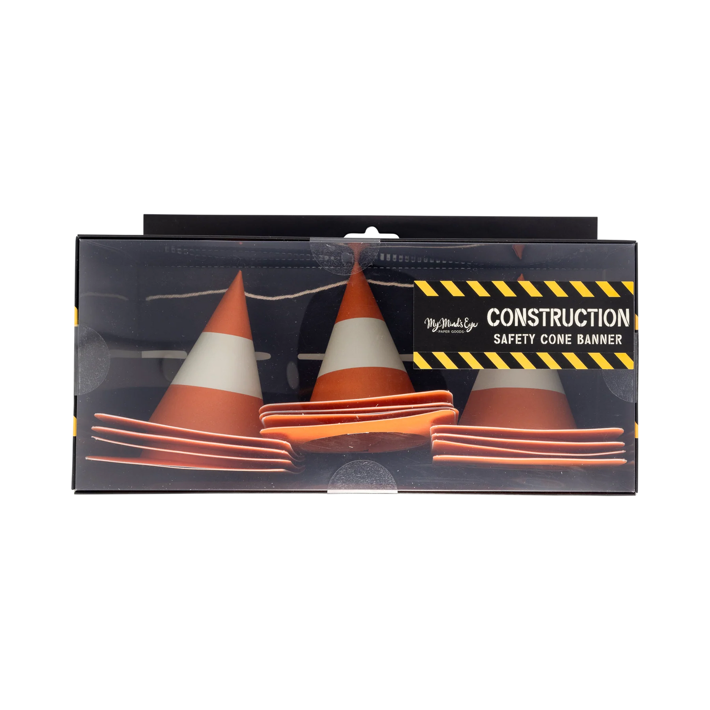 construction safety cone banner in boxed packaging