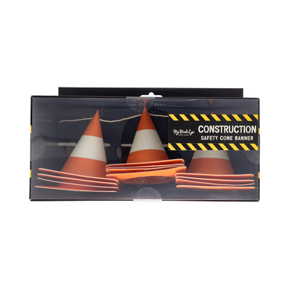 construction safety cone banner in boxed packaging