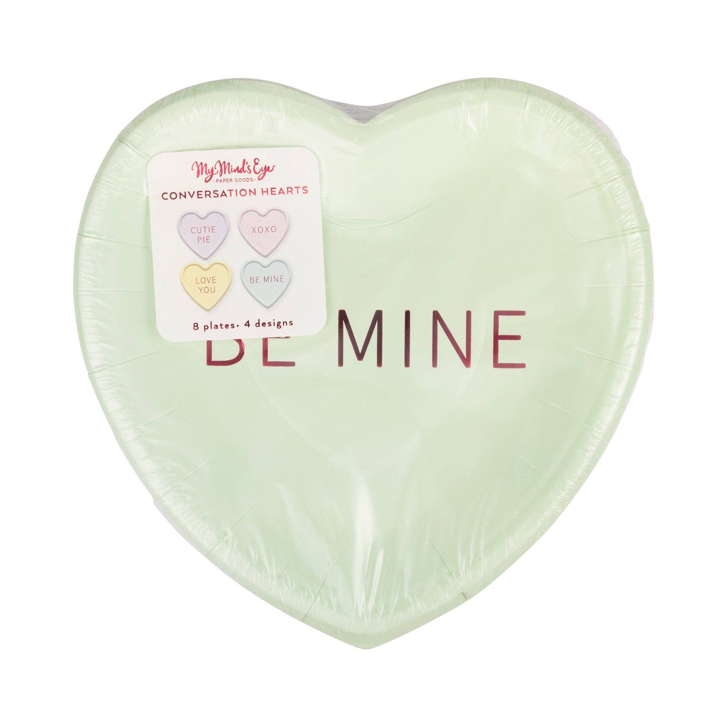 conversation hearts paper plates packaging in 4 colours and 4 designs 