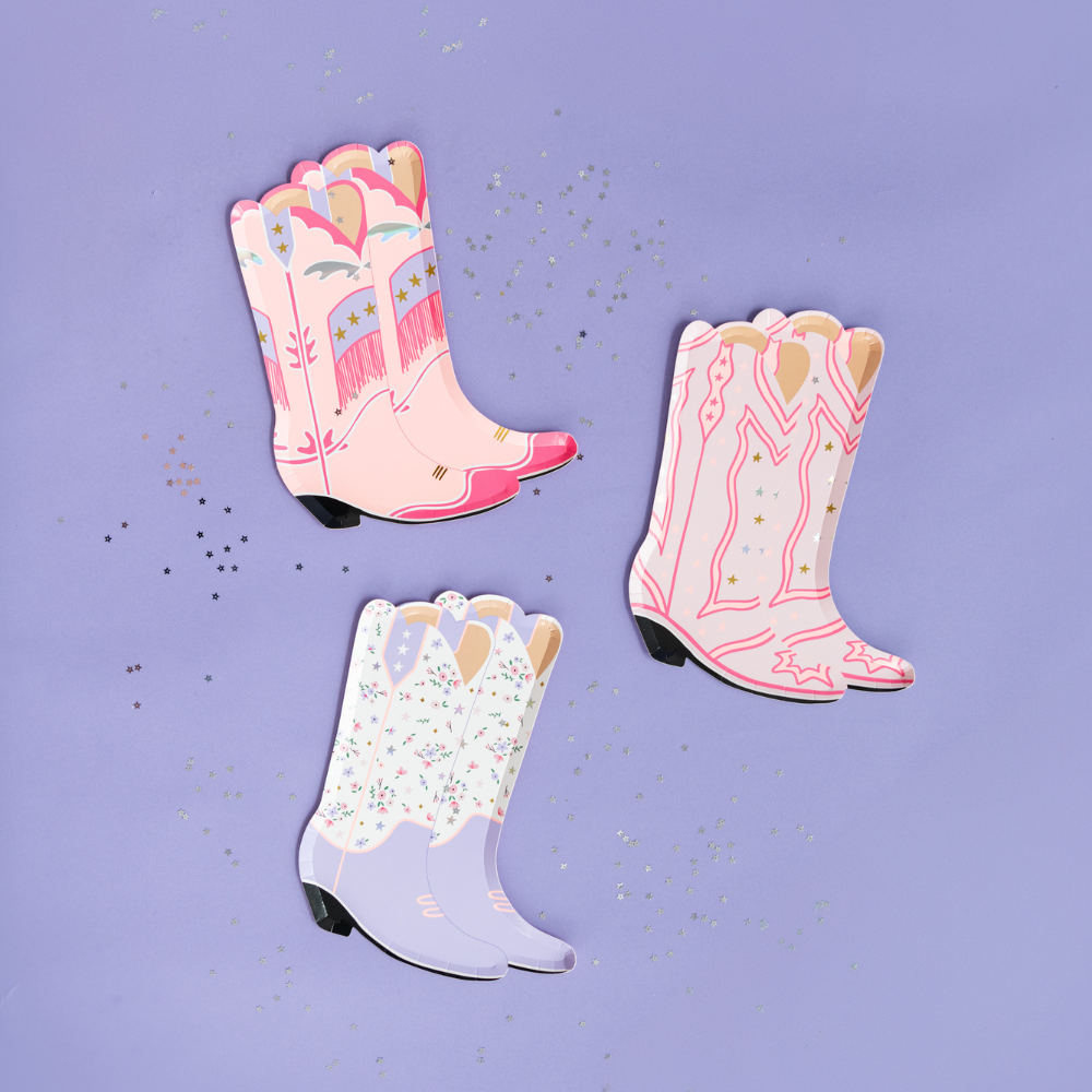 cowgirl boot shaped paper plates jollity & Co - 4 designs 