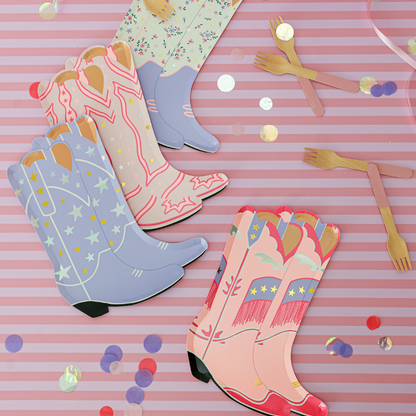 cowgirl boot shaped paper plates by Jollity & Co 