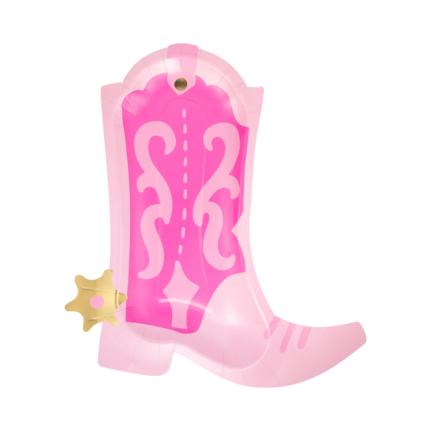 cowgirl pink boot shaped paper plates