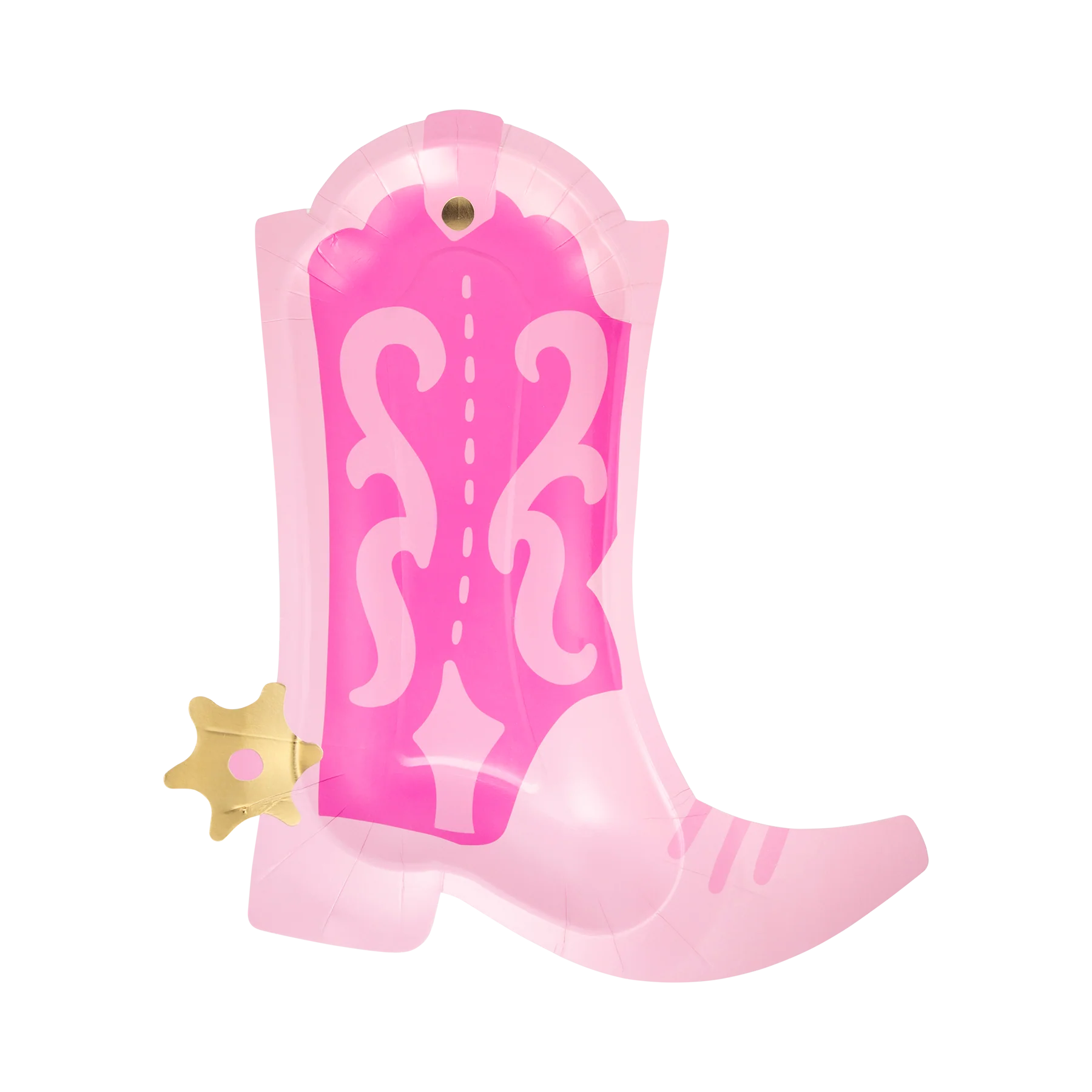 cowgirl pink boot shaped paper plates