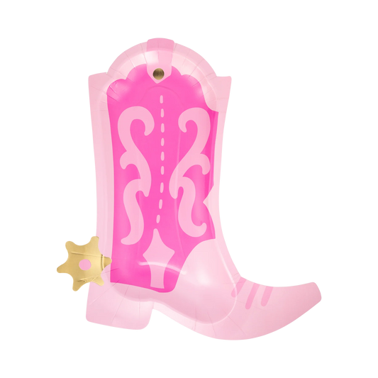 cowgirl pink boot shaped paper plates