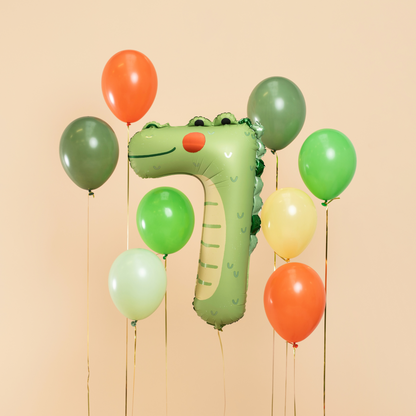 crocodile foil number 7 balloon with latex balloons around 