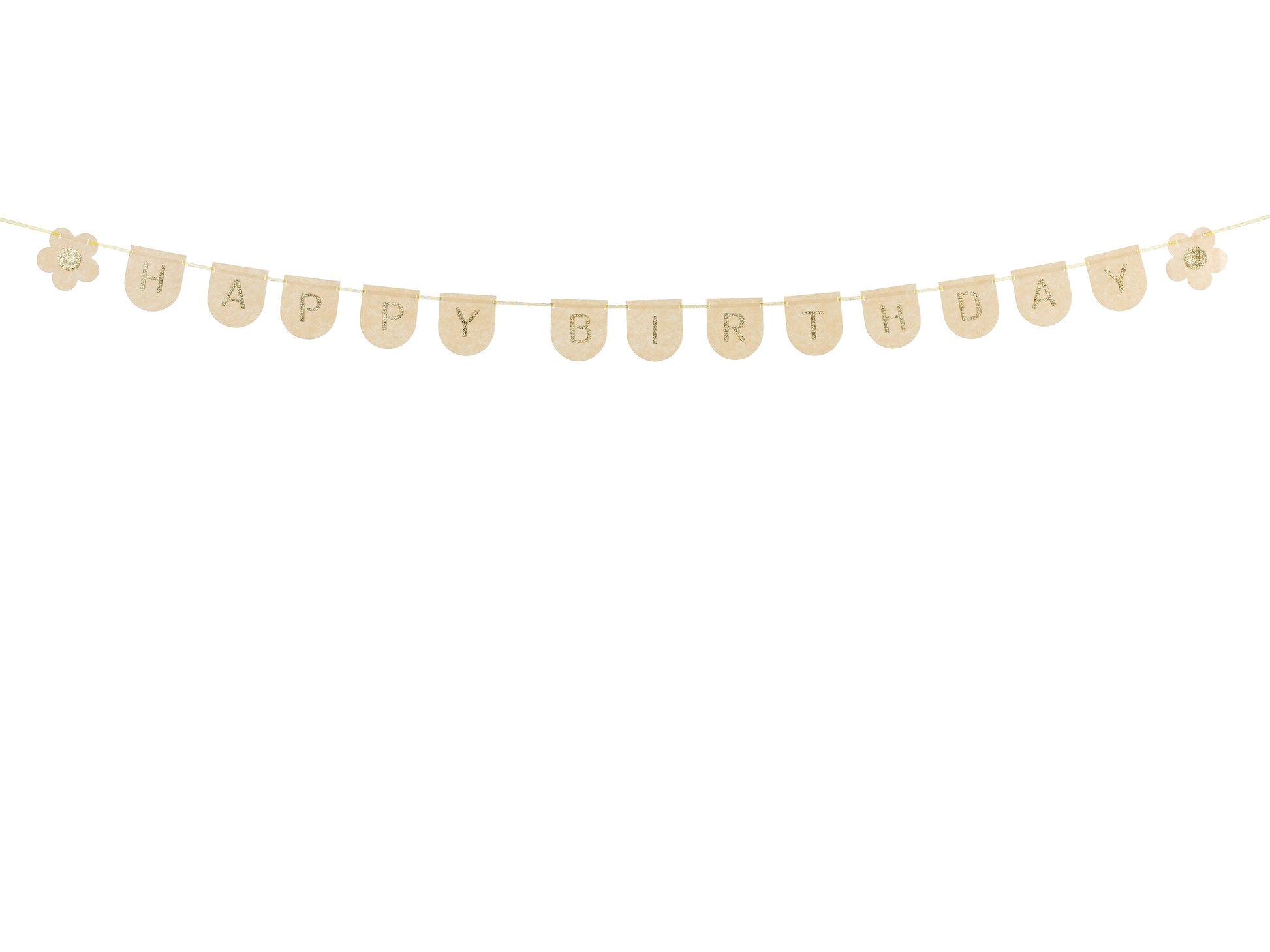 nude felt daisy themed happy birthday hanging banner 