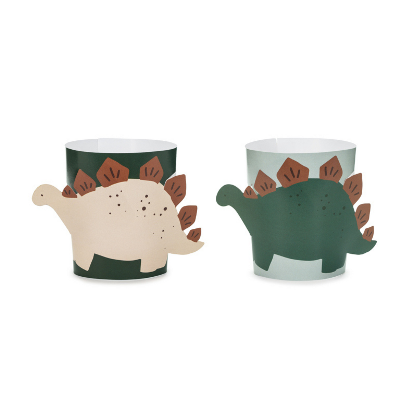 dinosaur cup sleeves - green and brown tones