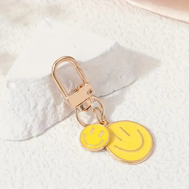 mini double happy face yellow keychain