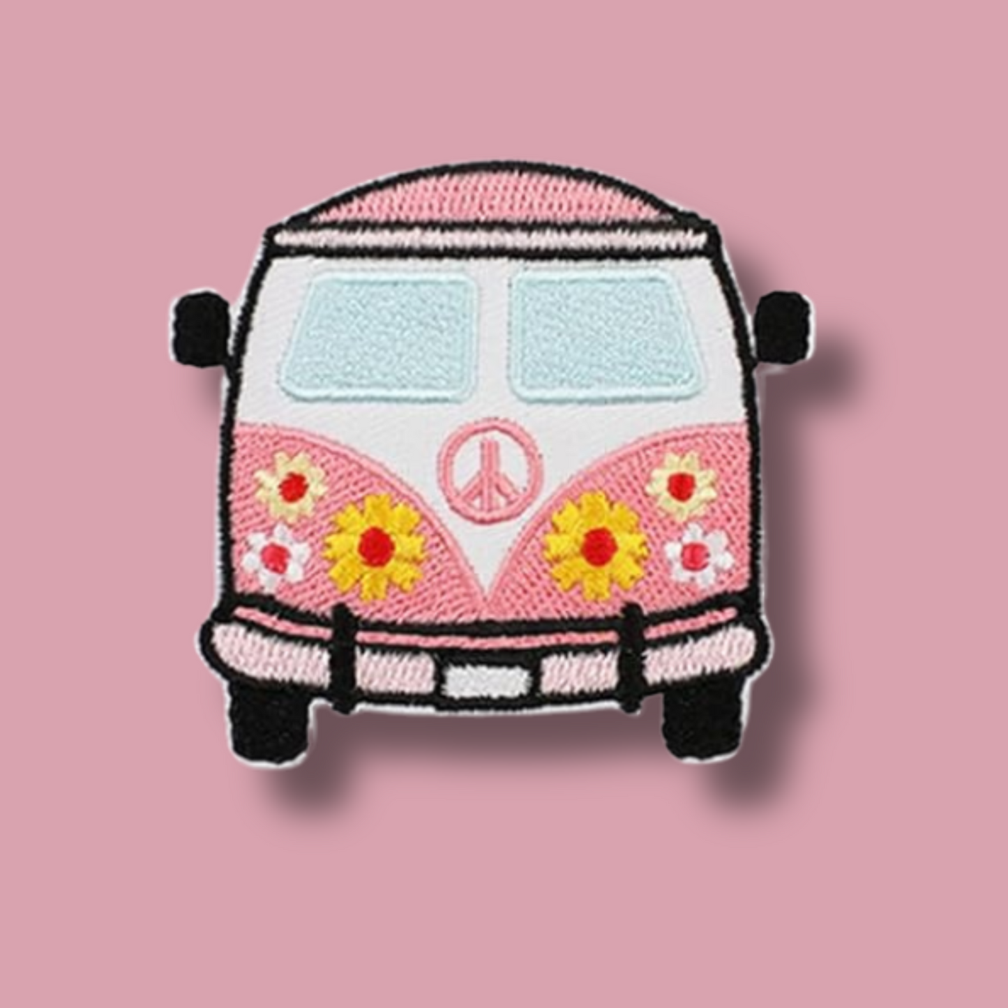 EMBROIDERED PEACE & LOVE VW BUS IRON ON PATCH