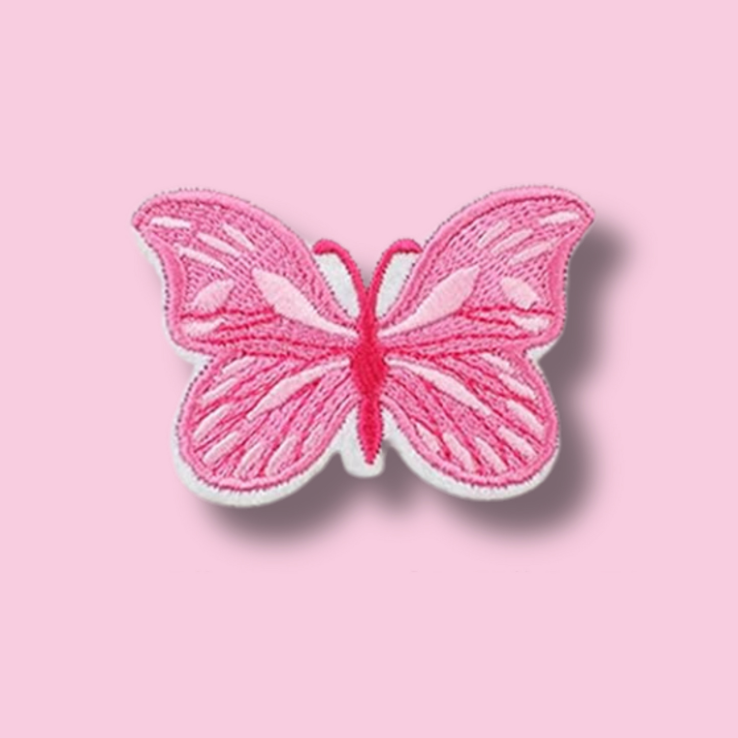 EMBROIDERED PINK BUTTERFLY IRON ON PATCH