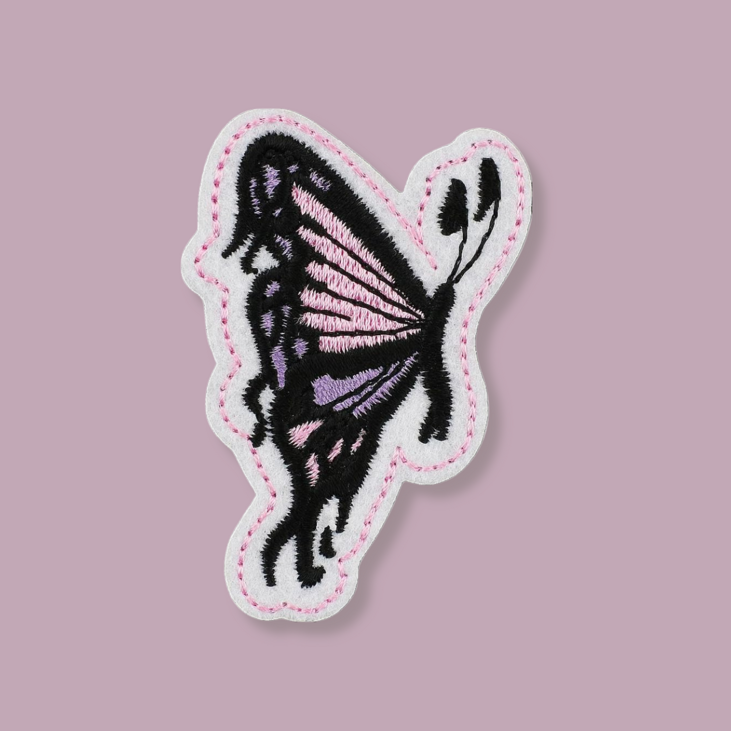 EMBROIDERED PINK & PURPLE BUTTERFLY IRON ON PATCH