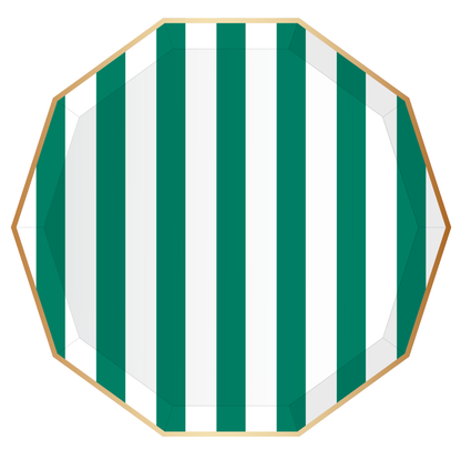 emerald green signature cabana stripe plates by Bonjour Fête