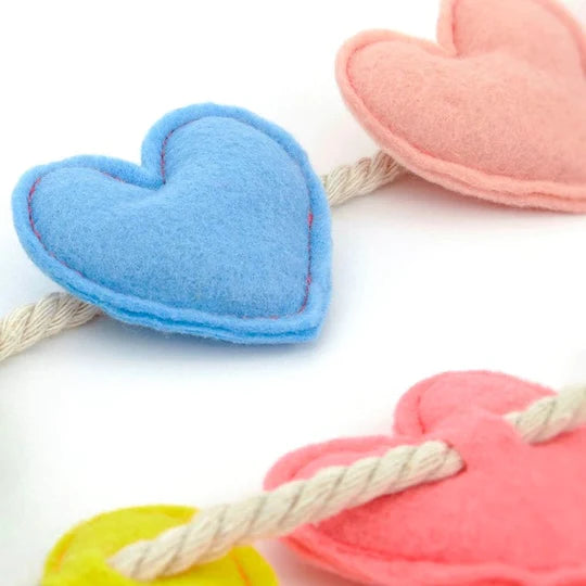 felt heart garland by meri meri 5 different colours