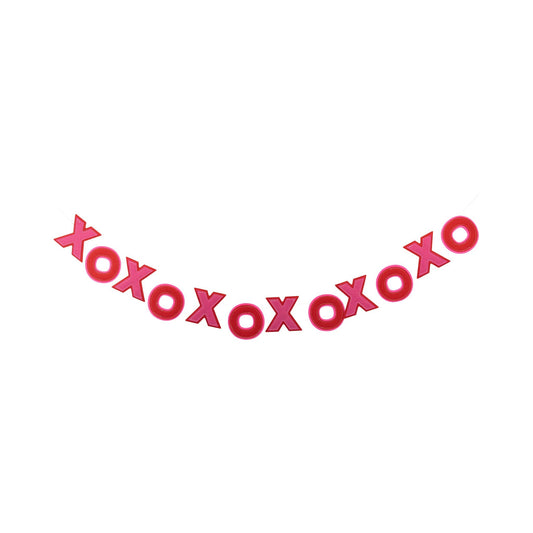 felt xo banner with red and pink letters 