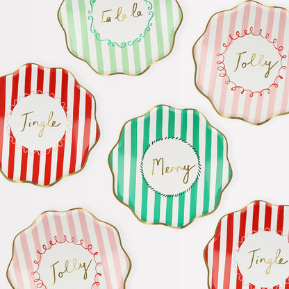 festive striped side plates by meri meri