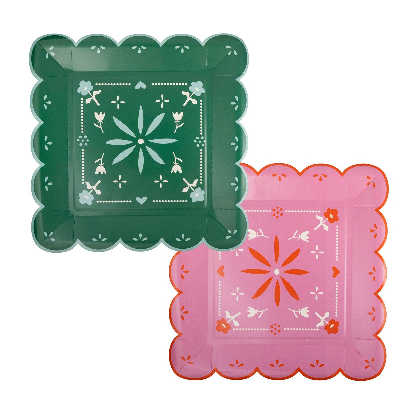 fiesta paper plates 2 designs 4 of each pink + green