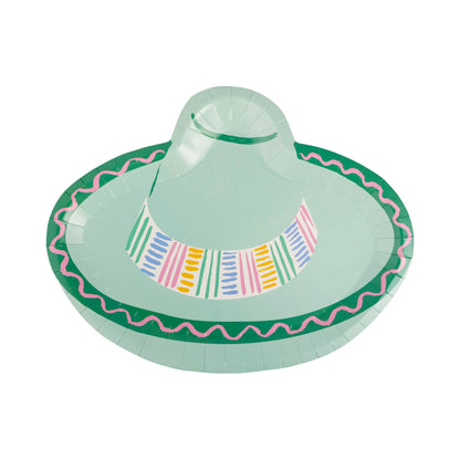 fiesta sombrero shaped paper plates - pack of 8 