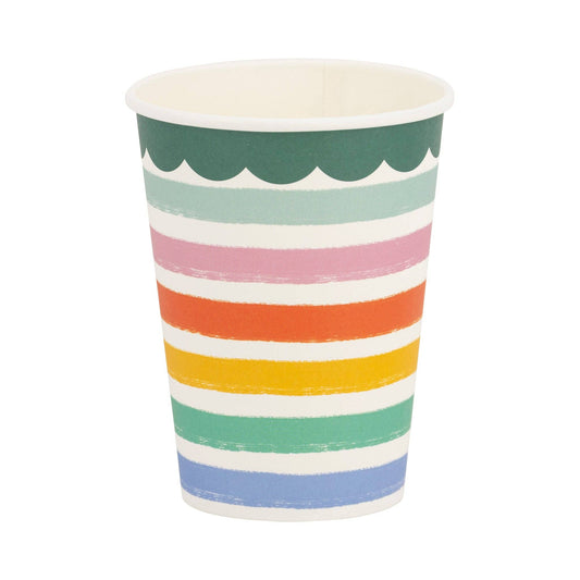 fiesta striped colourful paper cups - pack of 8  