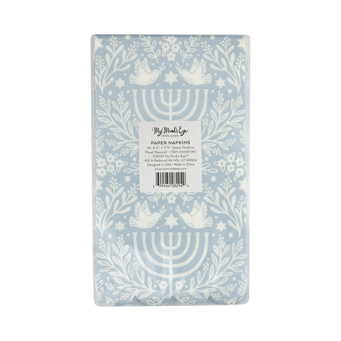 floral menorah paper napkins pack of 24 