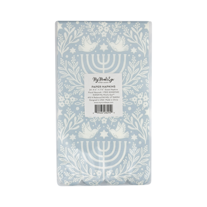 floral menorah paper napkins pack of 24 