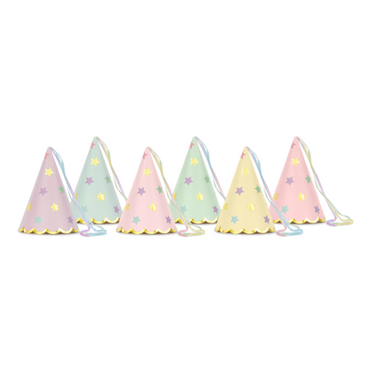 fringe stars party hats in 6 colours