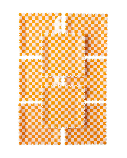 ORANGE CHECKERED PAPER PLATE