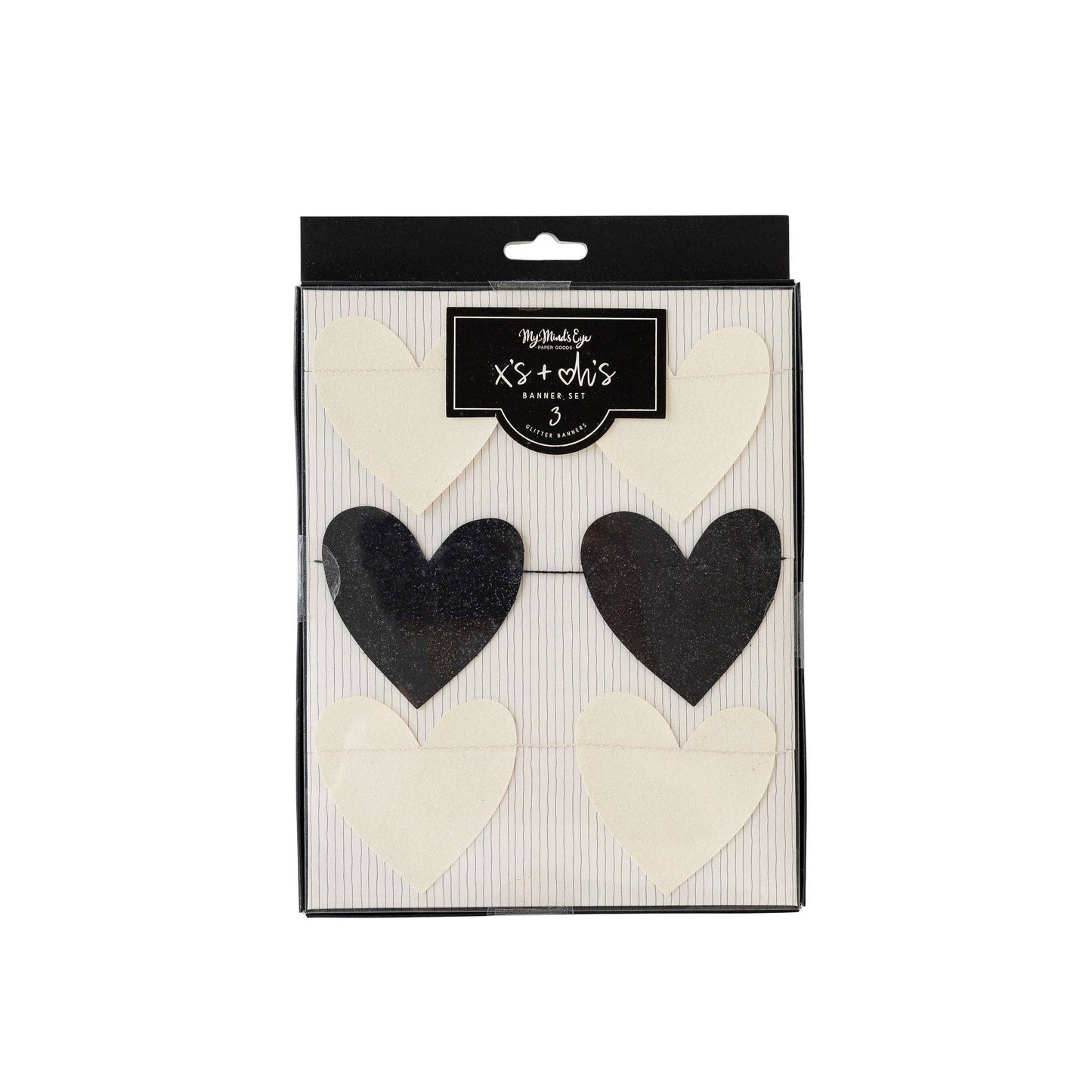 glitter black and white heart banner set - by my minds eye packaged