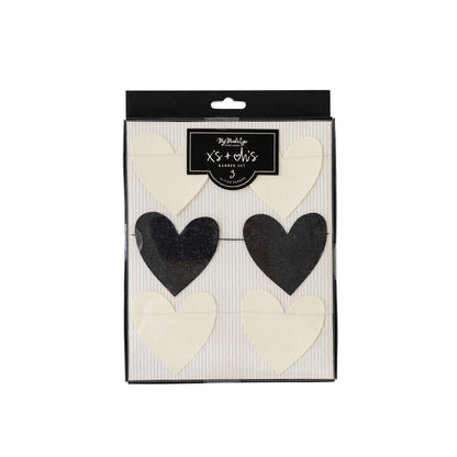 glitter black and white heart banner set - by my minds eye packaged