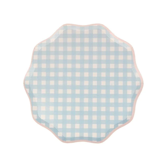 Gingham scalloped side plates by Meri meri - Pack of 12 in 4 colours