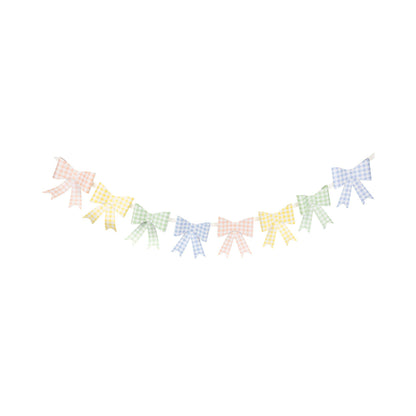 pastel gingham print bow banner includes 4 different colour bows 