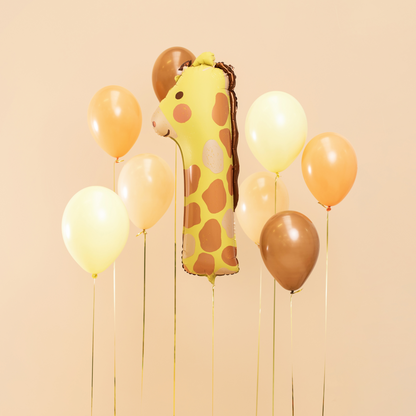 giraffe number 1 foil balloon with latex balloons in matching colours 