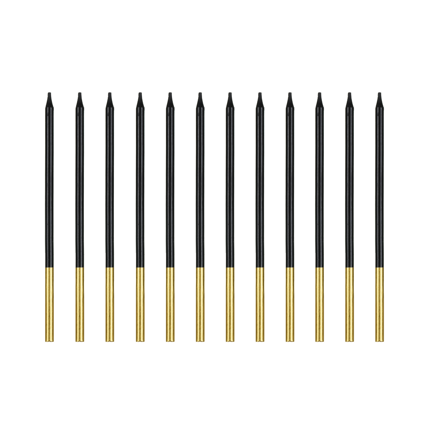 chic gold dipped black long skinny candles - pack of - 10