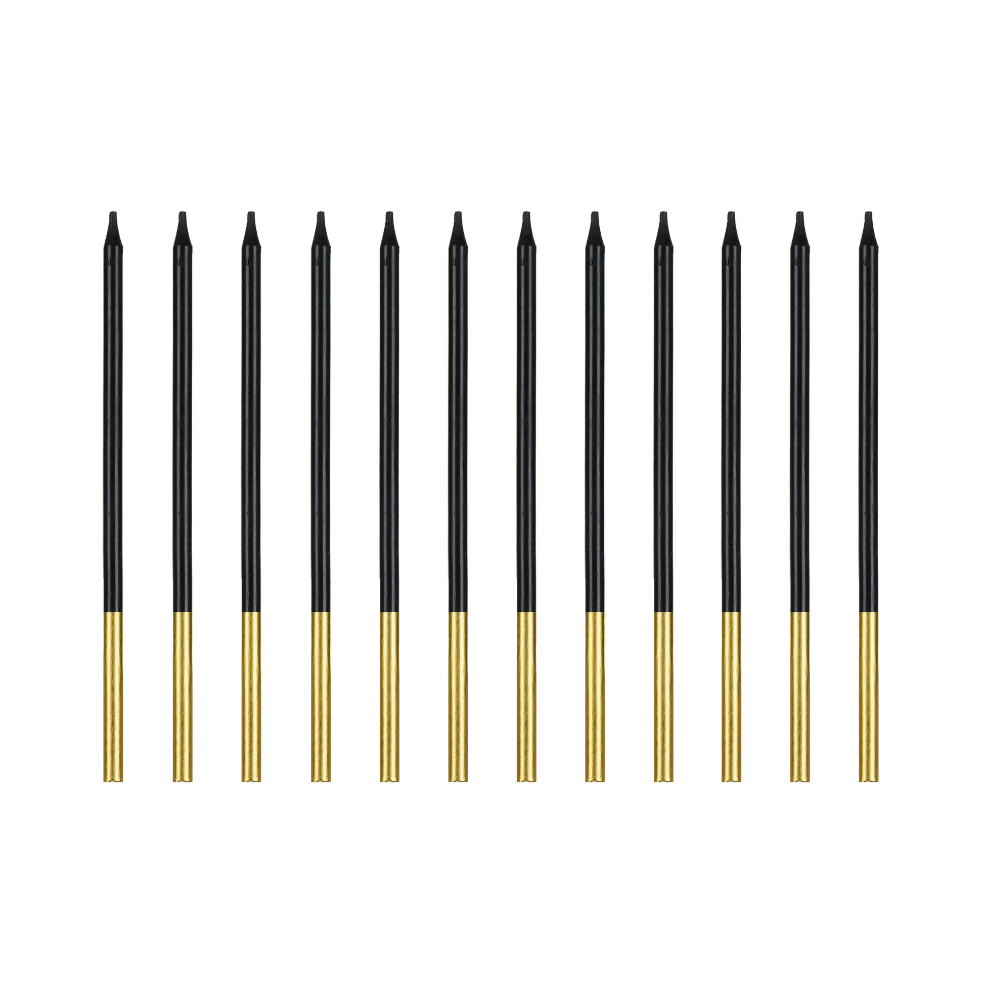 chic gold dipped black long skinny candles - pack of - 10