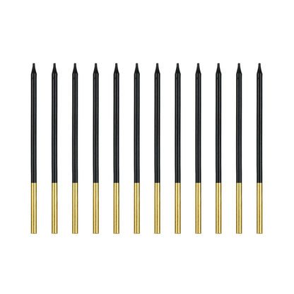 chic gold dipped black long skinny candles - pack of - 10