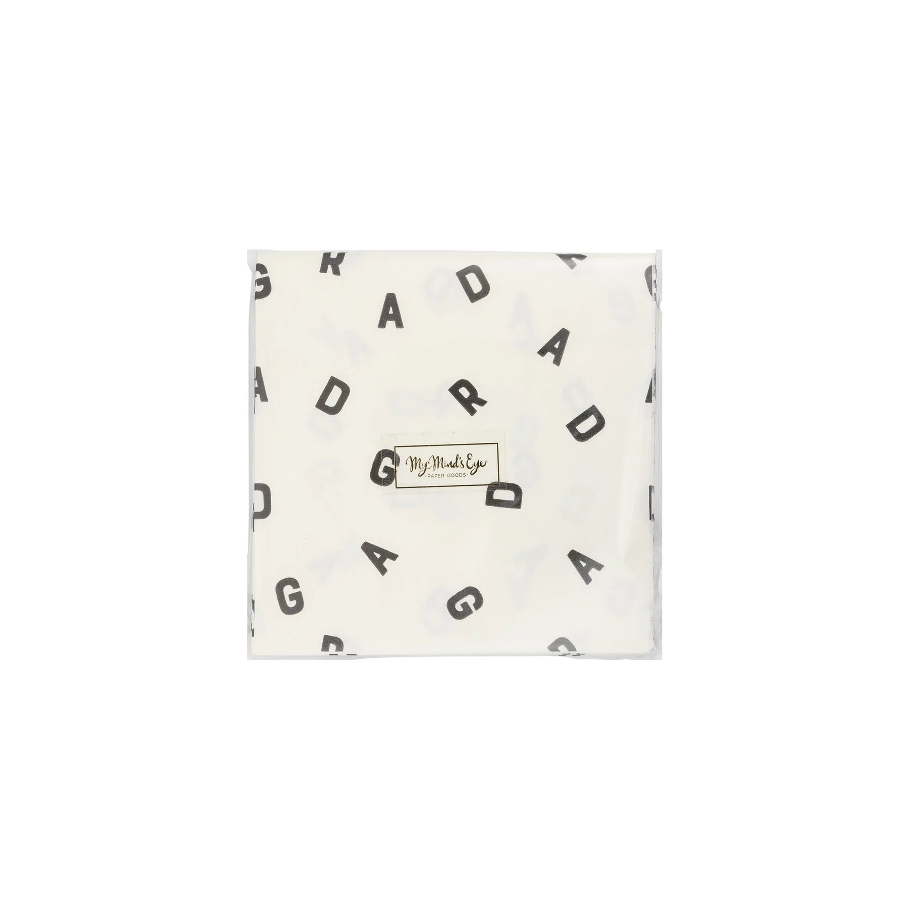 grad letters cocktail napkins - white with black letters