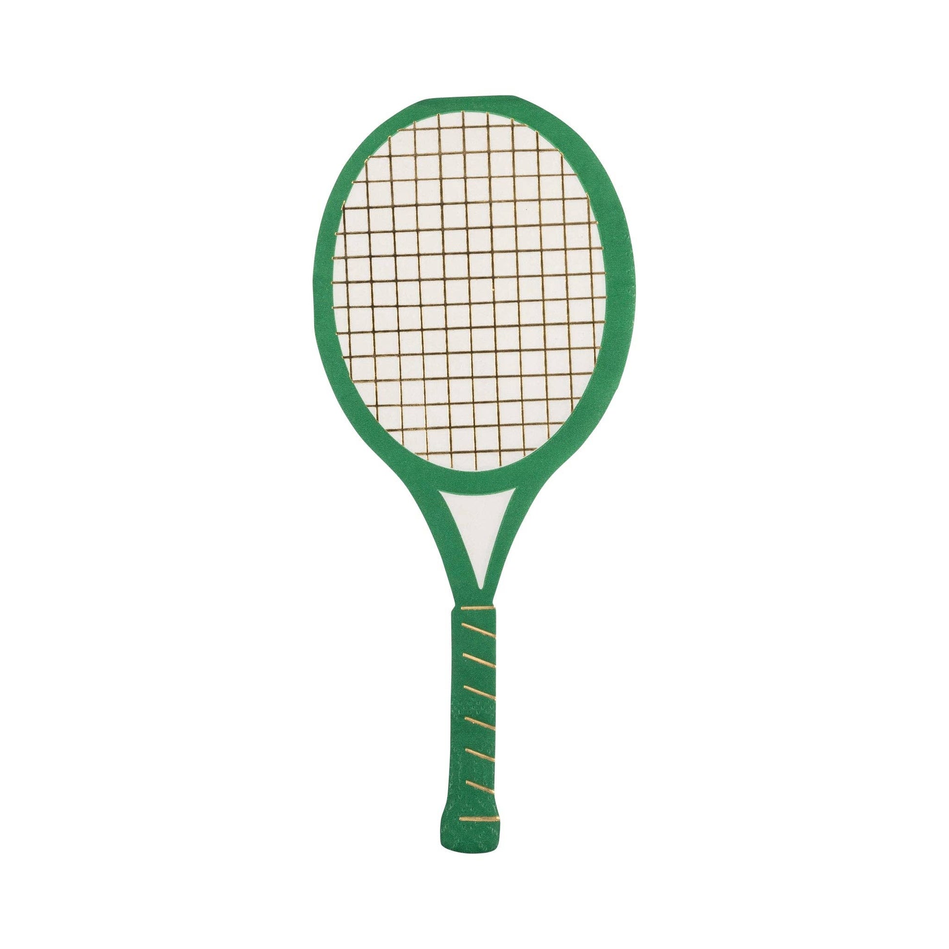 green tennis racket napkin with gold foil detail