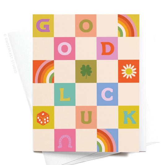 groovy good luck greeting card 