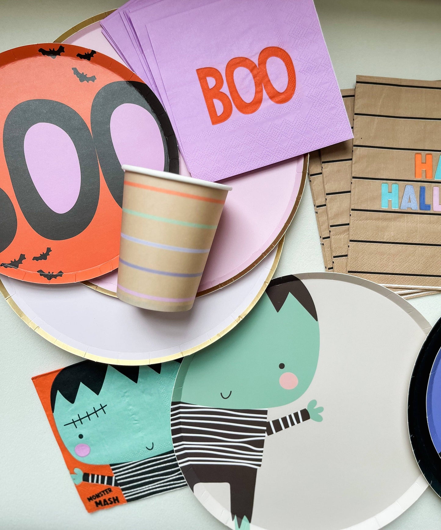 monster plates paired with halloween party supplies 