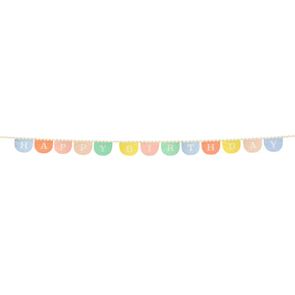 pastel happy birthday fabric banner 
